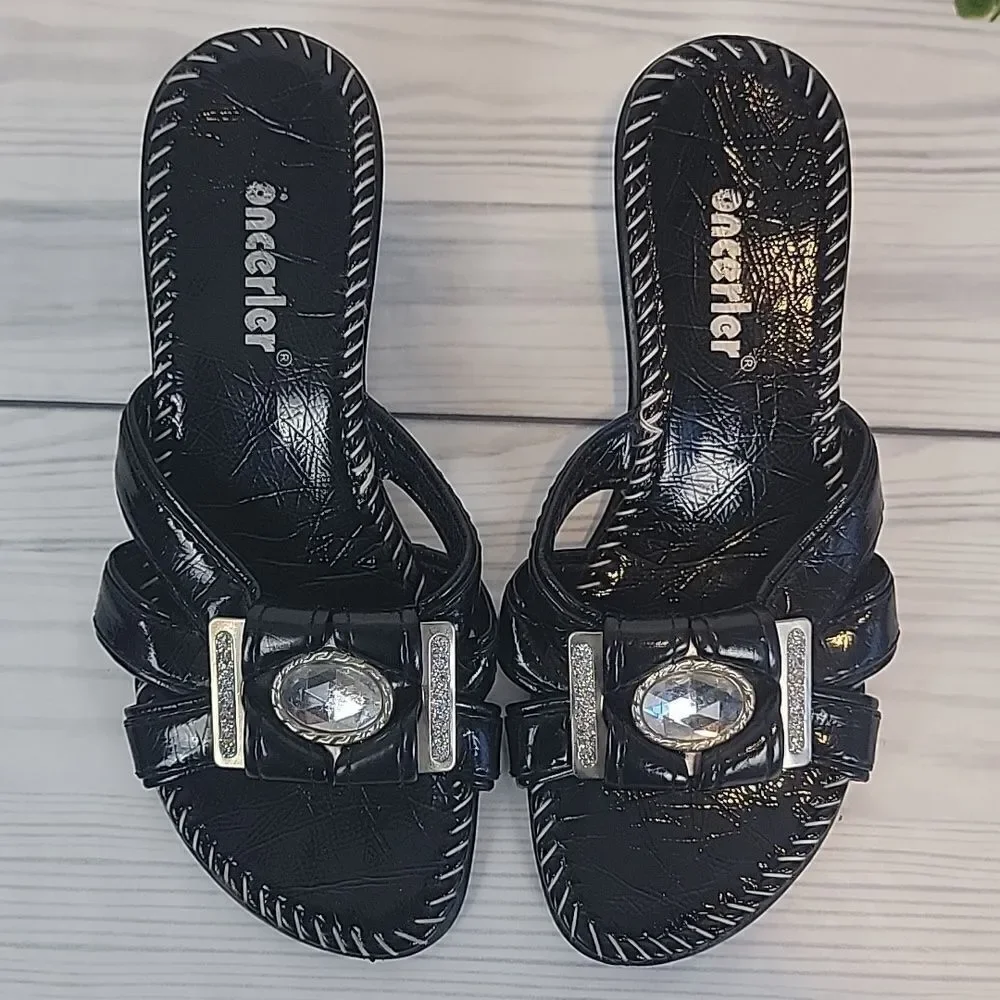 Onceler slide sandals faux patent leather Size 37 (6.5 US)